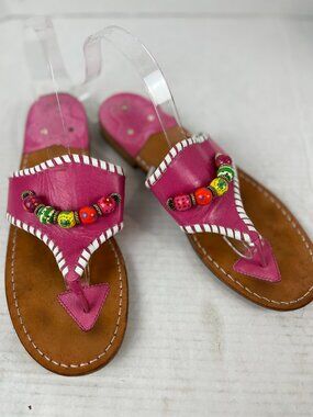 Angela Moore Pink Leather Thong style Leather Sandals, US 9